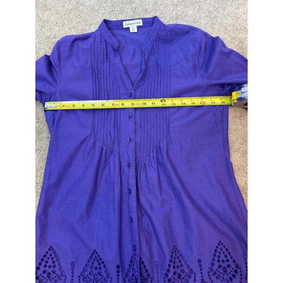 Coldwater Creek Purple Eyelet Hem Button-Up Tunic XS 4-6 - Picture 11 of 14